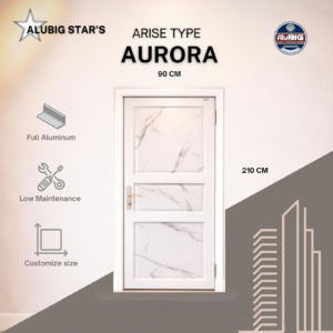 Pintu Utama Aurora Minimalis Motif Grooving Aluminium