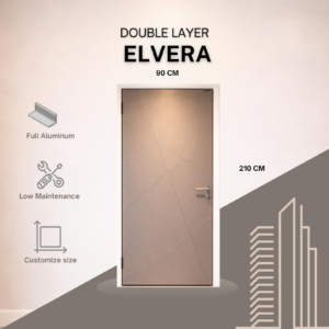 Pintu Utama Elvera Gold Minimalis Motif Double Layer Aluminium