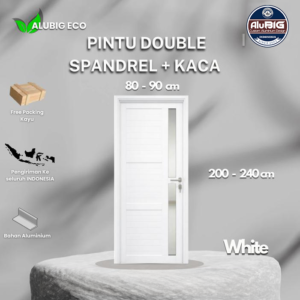 Pintu Utama Double Spandrel Aluminium + kaca swing "ALUBIG ECO"